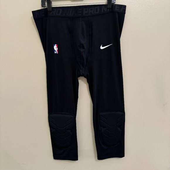 Nike Pro NBA Team Player Issue Hyperstrong Padded 3/4 Tights Mens 3XL AA0756-010 - Picture 1 of 8